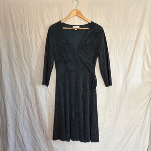 dressbarn forest green 3/4 Sleeve Wrap Dress